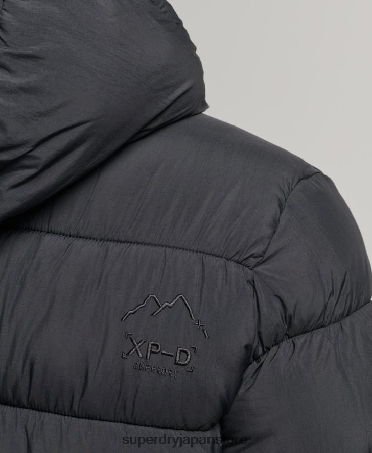 フード付き XPD スポーツ パファー ジャケット 男性 Superdry 衣類 黒 2J62PZ978