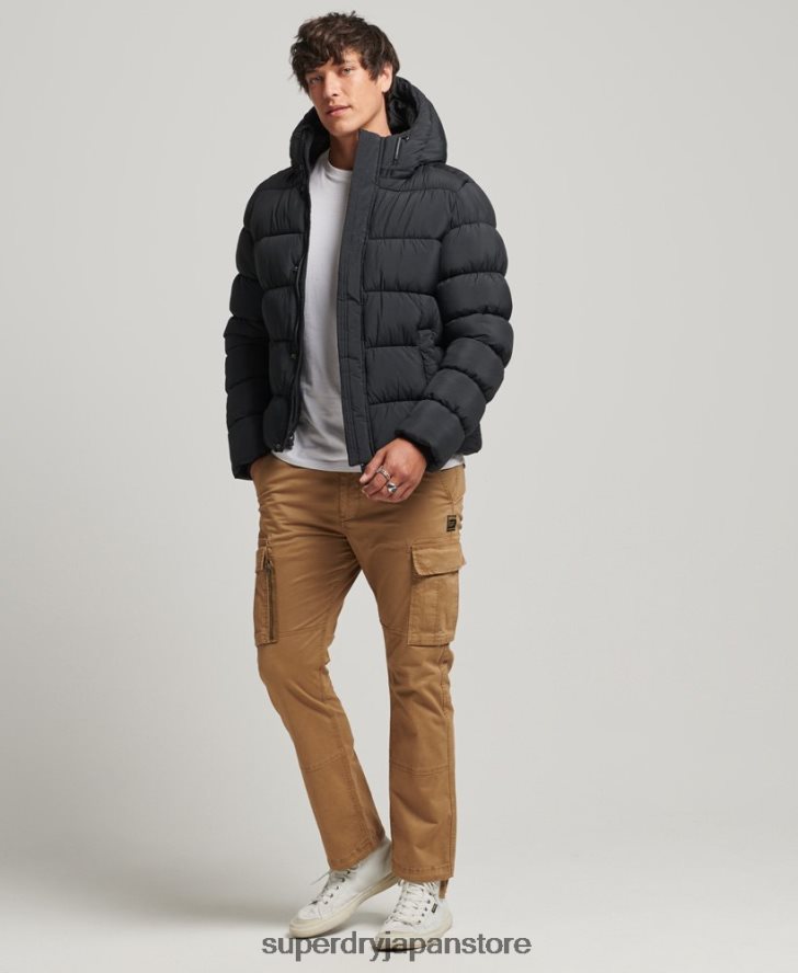 フード付き XPD スポーツ パファー ジャケット 男性 Superdry 衣類 黒 2J62PZ978