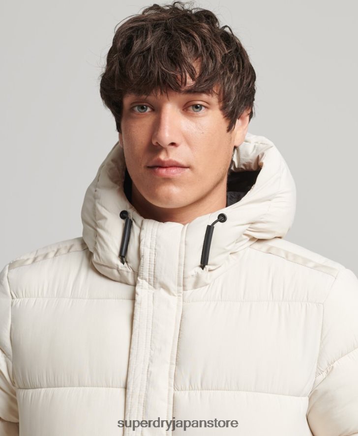 フード付き XPD スポーツ パファー ジャケット 男性 Superdry 衣類 クリーム 2J62PZ980