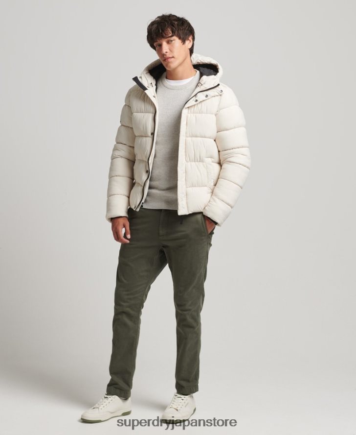 フード付き XPD スポーツ パファー ジャケット 男性 Superdry 衣類 クリーム 2J62PZ980