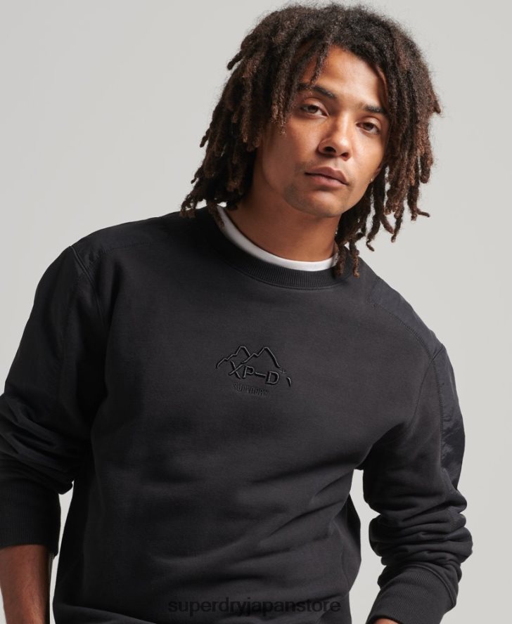 XP-D ハイブリッドファブリックミックスクルースウェットシャツ 男性 Superdry 衣類 黒 2J62PZ794