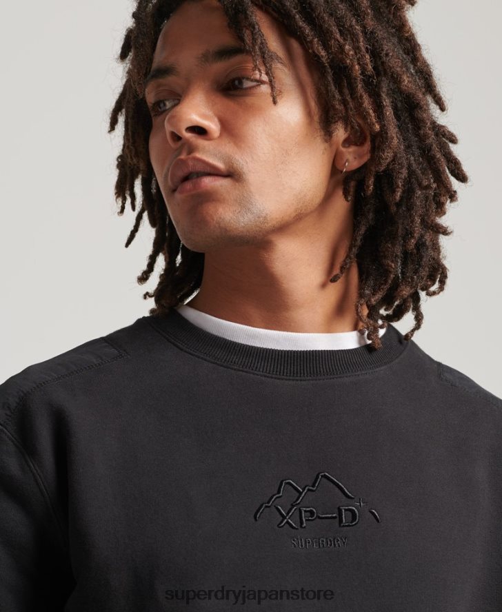 XP-D ハイブリッドファブリックミックスクルースウェットシャツ 男性 Superdry 衣類 黒 2J62PZ794