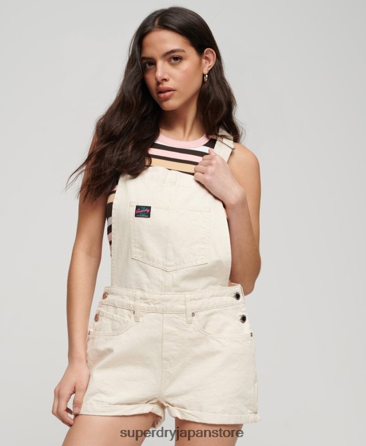 オーガニックコットン ヴィンテージ キャンバス ショート ダンガリー 女性 Superdry 衣類 クリーム 2J62PZ2473