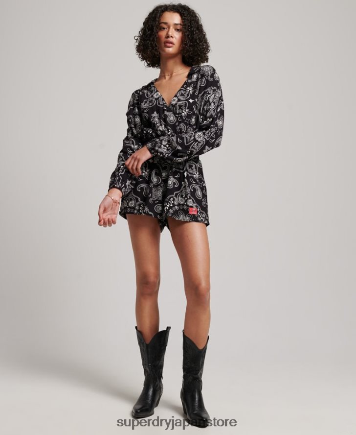 ヴィンテージビーチ遊び着 女性 Superdry 衣類 黒 2J62PZ4093