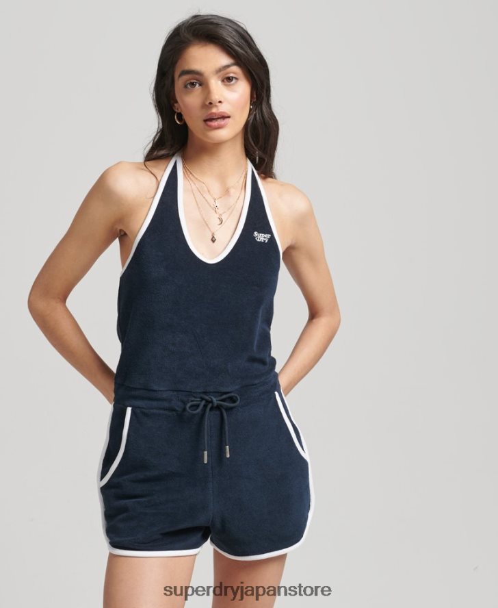 ヴィンテージホルタータオル遊び着 女性 Superdry 衣類 海軍 2J62PZ4100