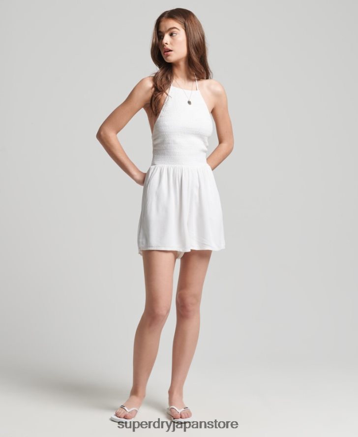 ヴィンテージスモックホルターネック遊び着 女性 Superdry 衣類 白 2J62PZ4101