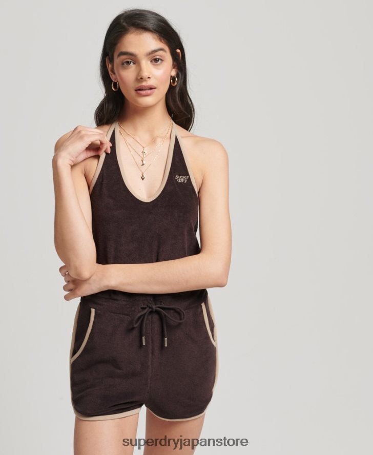 ヴィンテージホルタータオル遊び着 女性 Superdry 衣類 茶色 2J62PZ4103