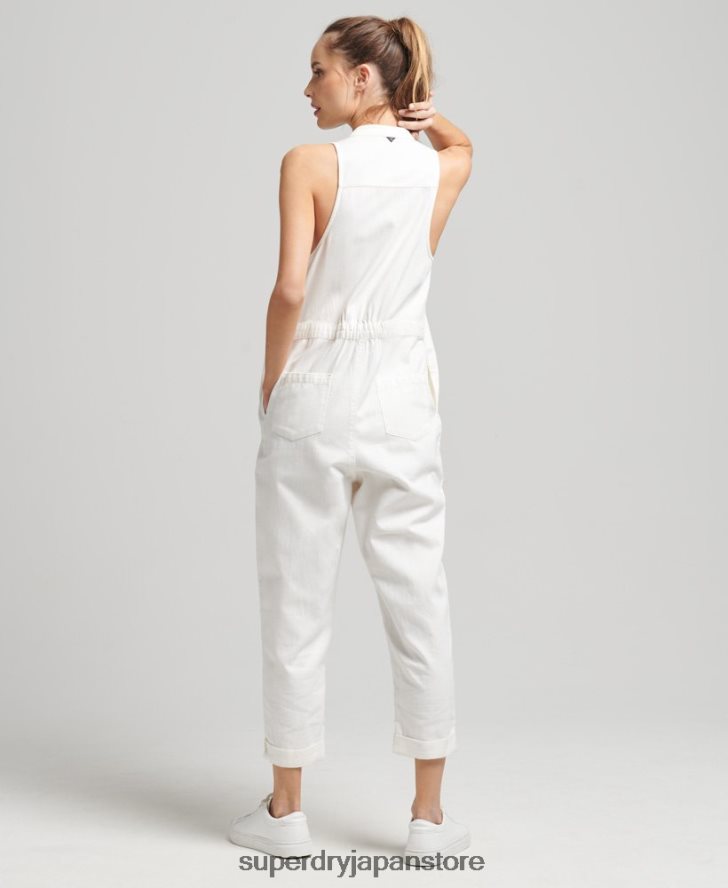 テンセルノースリーブジャンプスーツ 女性 Superdry 衣類 白 2J62PZ4105