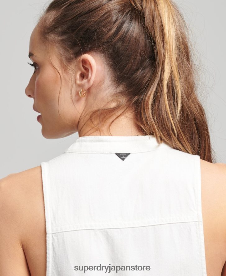 テンセルノースリーブジャンプスーツ 女性 Superdry 衣類 白 2J62PZ4105
