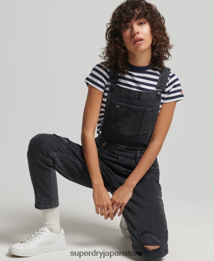 スリムテーパードダンガリー 女性 Superdry 衣類 黒 2J62PZ4106