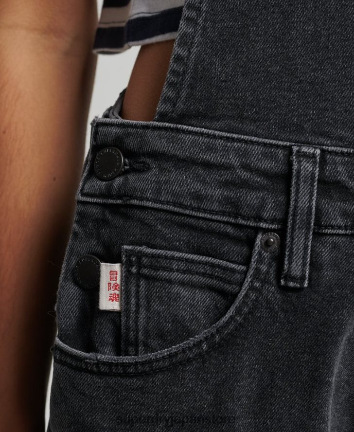 スリムテーパードダンガリー 女性 Superdry 衣類 黒 2J62PZ4106