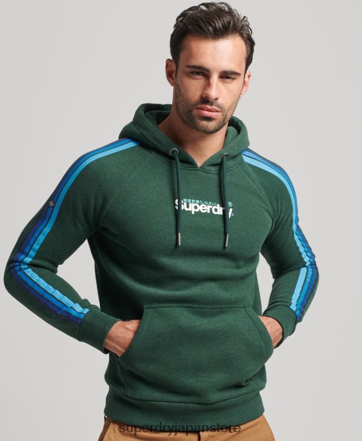 cali スリーブストライプコアロゴパーカー 男性 Superdry 衣類 緑 2J62PZ879