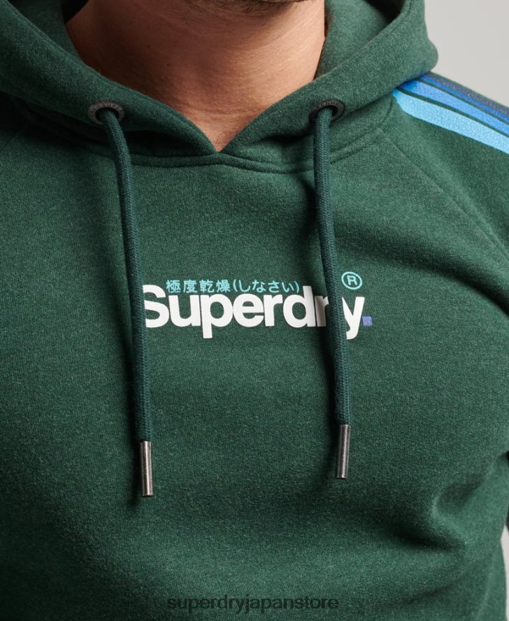 cali スリーブストライプコアロゴパーカー 男性 Superdry 衣類 緑 2J62PZ879