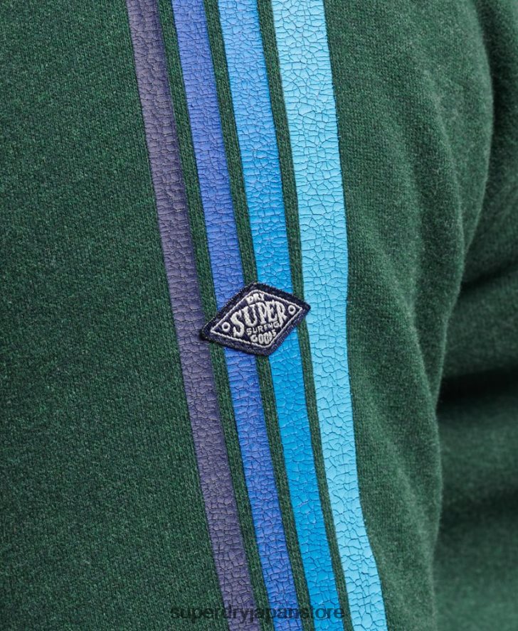 cali スリーブストライプコアロゴパーカー 男性 Superdry 衣類 緑 2J62PZ879