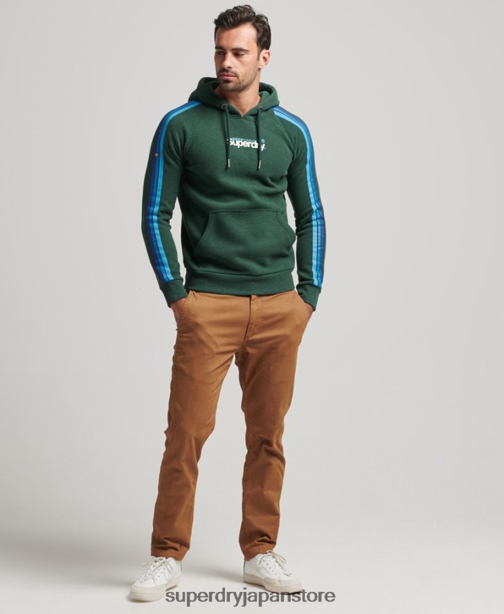 cali スリーブストライプコアロゴパーカー 男性 Superdry 衣類 緑 2J62PZ879