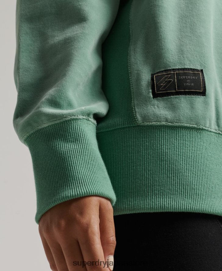 code s ロゴ ベロア オーバーサイズ クルー 女性 Superdry 衣類 緑 2J62PZ5776