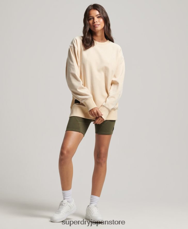 code s ロゴ ベロア オーバーサイズ クルー 女性 Superdry 衣類 クリーム 2J62PZ5805