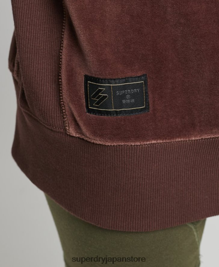 code s ロゴ ベロア オーバーサイズ クルー 女性 Superdry 衣類 茶色 2J62PZ5856