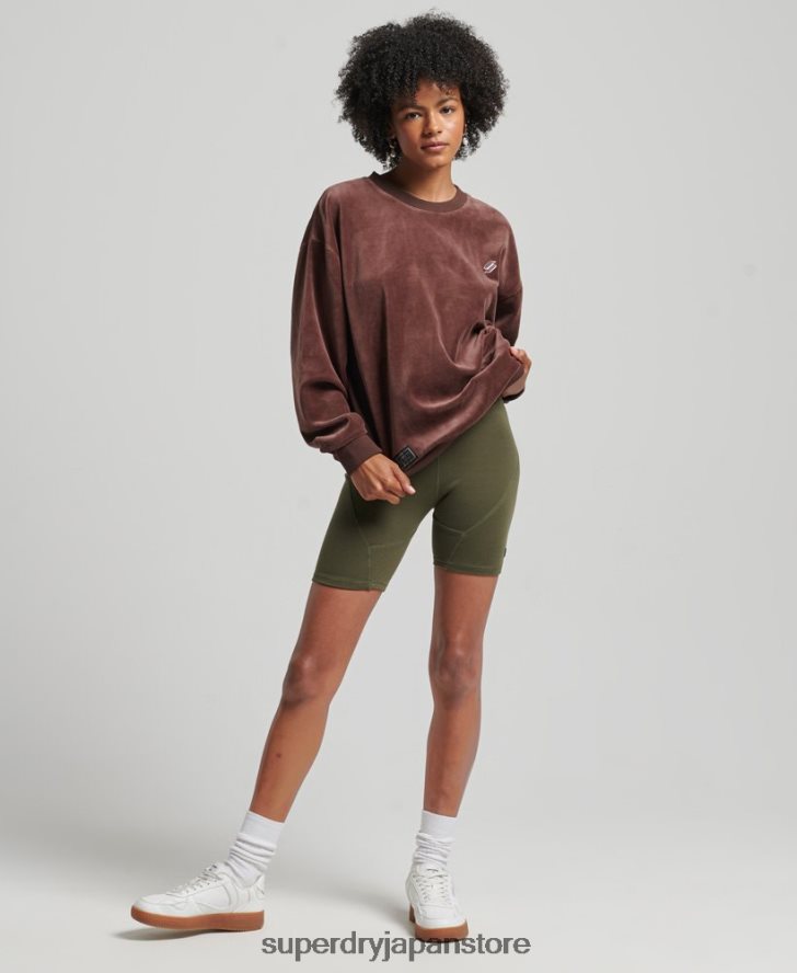 code s ロゴ ベロア オーバーサイズ クルー 女性 Superdry 衣類 茶色 2J62PZ5856