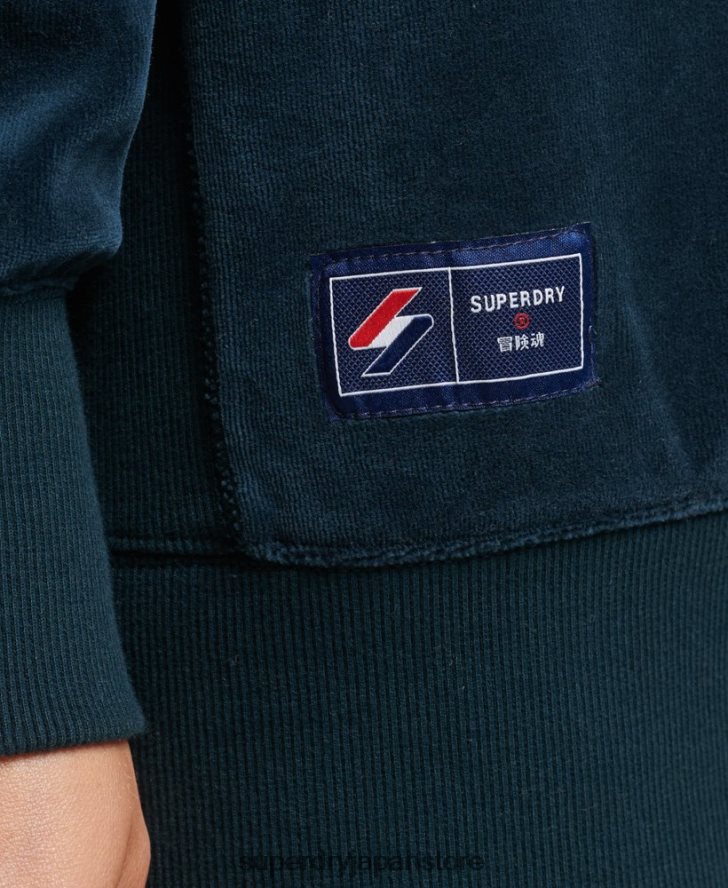 code s ロゴ ベロア オーバーサイズ クルー 女性 Superdry 衣類 濃紺 2J62PZ5925