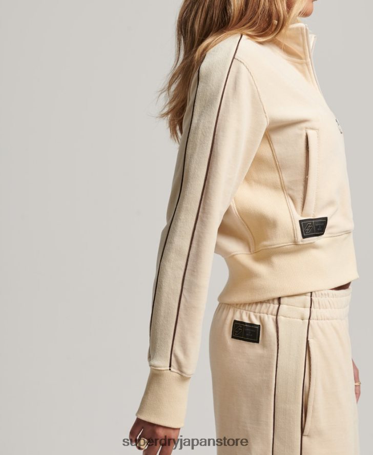code s ロゴ ベロア トラックトップ 女性 Superdry 衣類 クリーム 2J62PZ6068