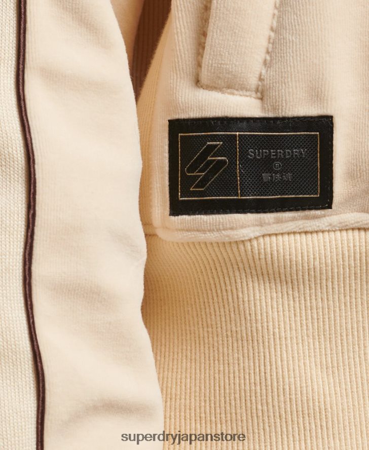 code s ロゴ ベロア トラックトップ 女性 Superdry 衣類 クリーム 2J62PZ6068