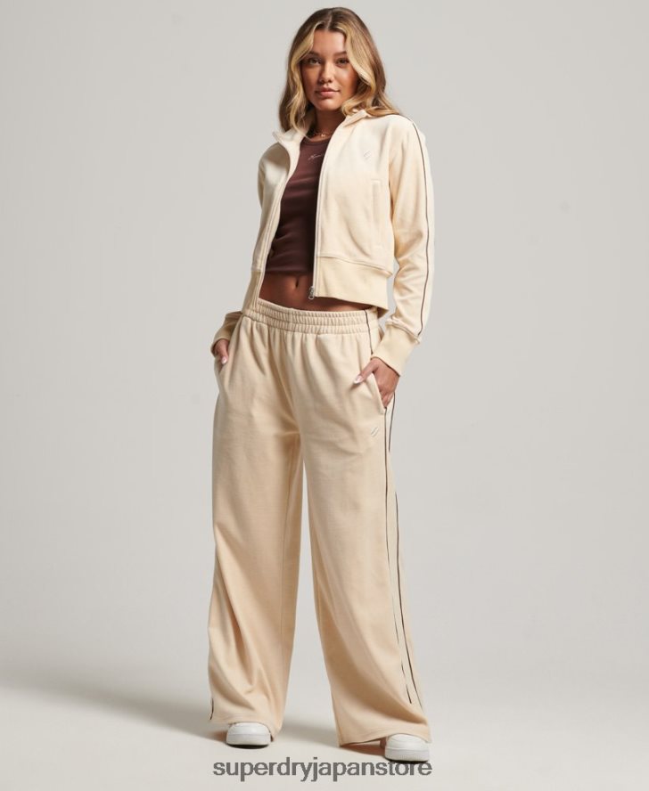 code s ロゴ ベロア トラックトップ 女性 Superdry 衣類 クリーム 2J62PZ6068