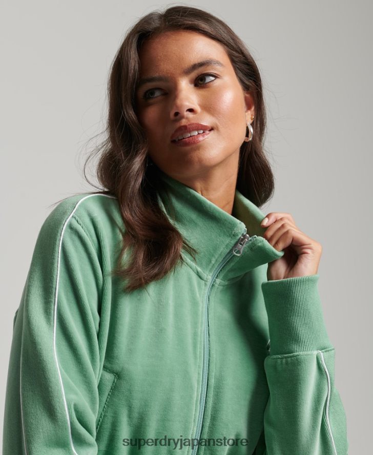 code s ロゴ ベロア トラックトップ 女性 Superdry 衣類 緑 2J62PZ6069