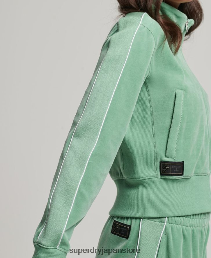 code s ロゴ ベロア トラックトップ 女性 Superdry 衣類 緑 2J62PZ6069