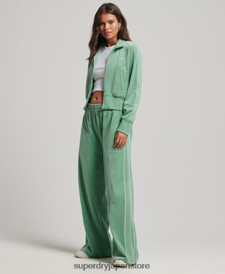 code s ロゴ ベロア トラックトップ 女性 Superdry 衣類 緑 2J62PZ6069
