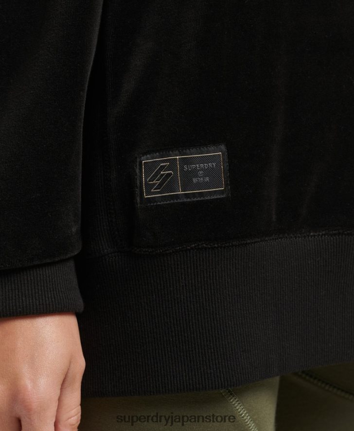 code s ロゴ ベロア オーバーサイズ クルー 女性 Superdry 衣類 黒 2J62PZ6090
