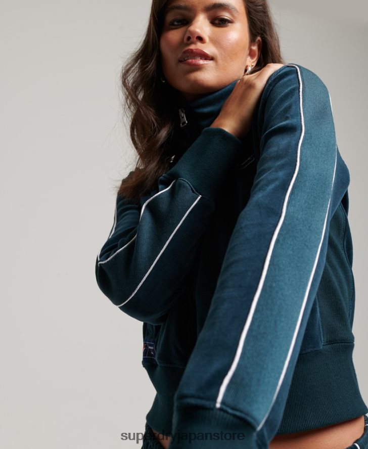 code s ロゴ ベロア トラックトップ 女性 Superdry 衣類 濃紺 2J62PZ6106