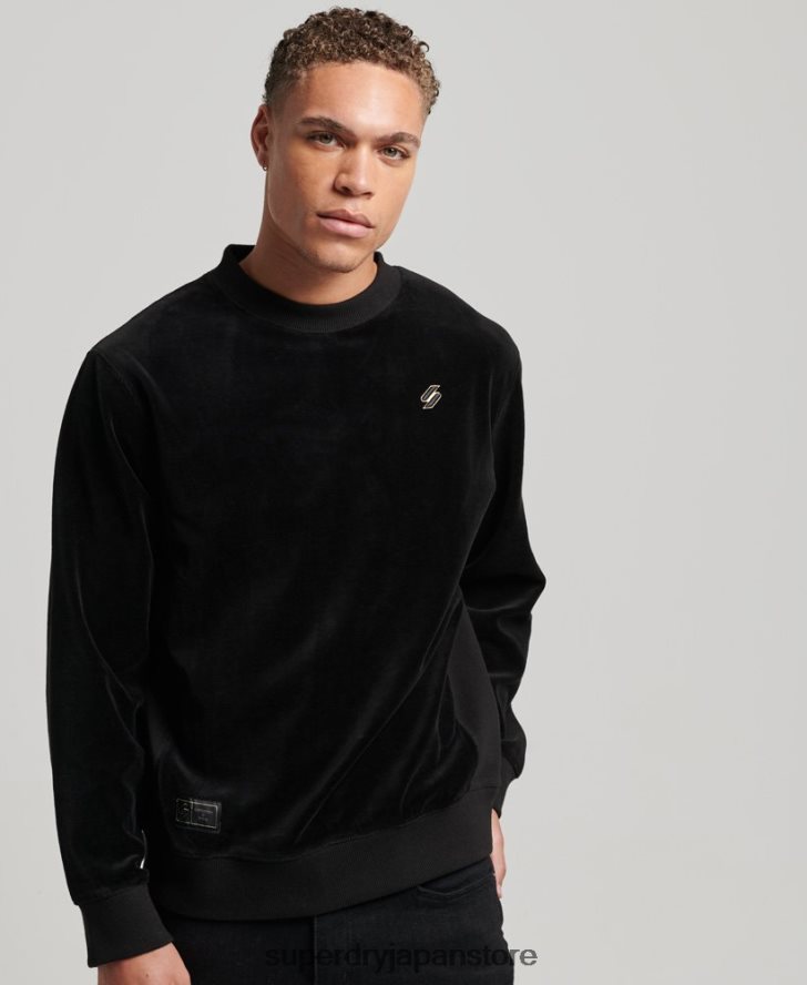 code s ロゴ ベロア クルー スウェットシャツ 男性 Superdry 衣類 黒 2J62PZ849