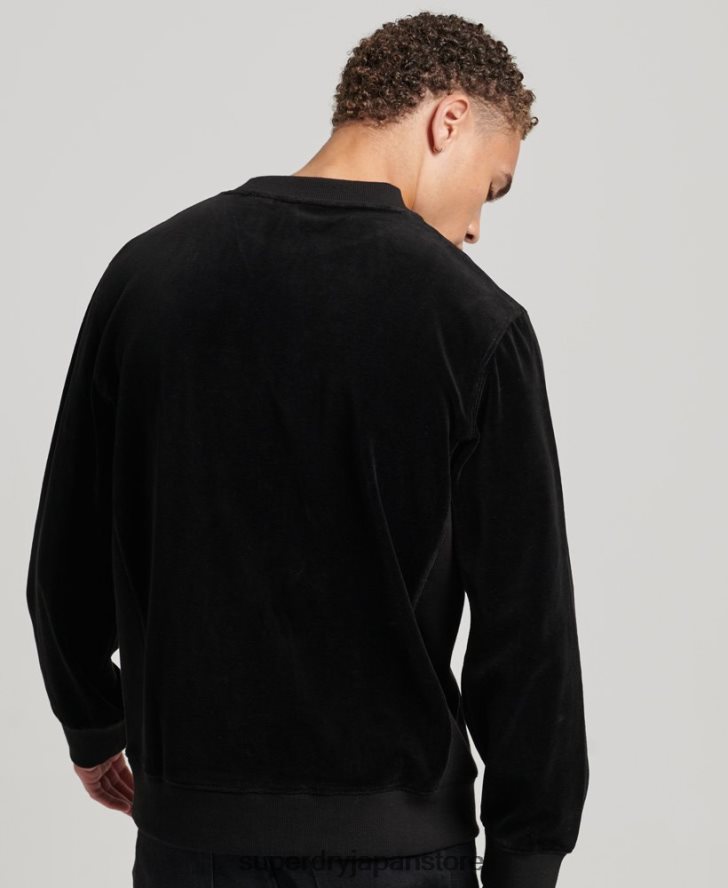 code s ロゴ ベロア クルー スウェットシャツ 男性 Superdry 衣類 黒 2J62PZ849