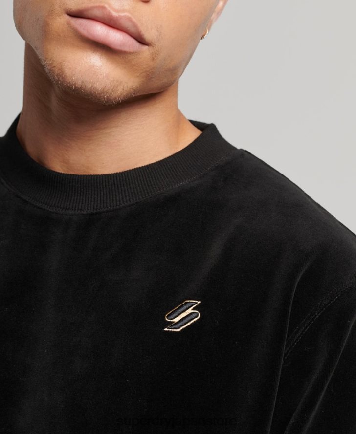 code s ロゴ ベロア クルー スウェットシャツ 男性 Superdry 衣類 黒 2J62PZ849