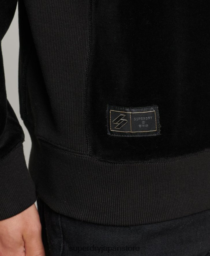 code s ロゴ ベロア クルー スウェットシャツ 男性 Superdry 衣類 黒 2J62PZ849