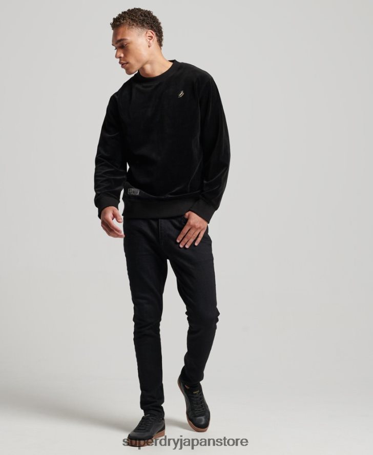 code s ロゴ ベロア クルー スウェットシャツ 男性 Superdry 衣類 黒 2J62PZ849