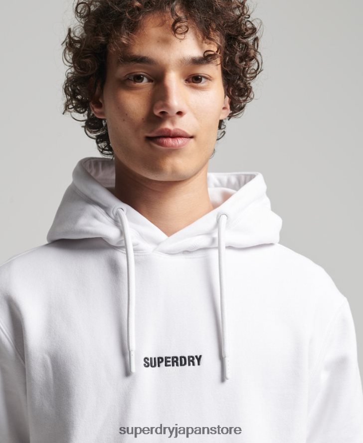 マイクロロゴ刺繍ルーズフィットパーカー 男性 Superdry 衣類 白 2J62PZ5142