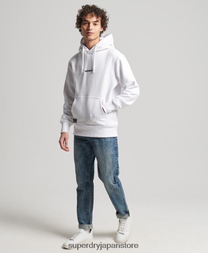 マイクロロゴ刺繍ルーズフィットパーカー 男性 Superdry 衣類 白 2J62PZ5142