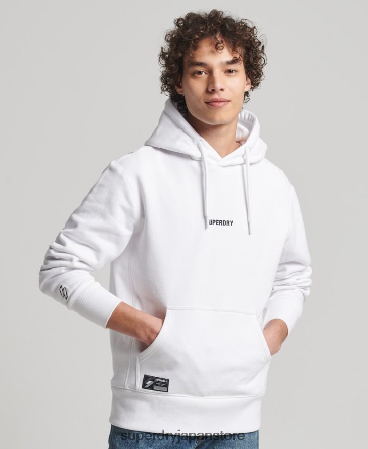 マイクロロゴ刺繍ルーズフィットパーカー 男性 Superdry 衣類 白 2J62PZ5142