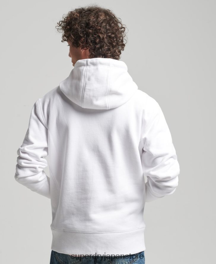 マイクロロゴ刺繍ルーズフィットパーカー 男性 Superdry 衣類 白 2J62PZ5142