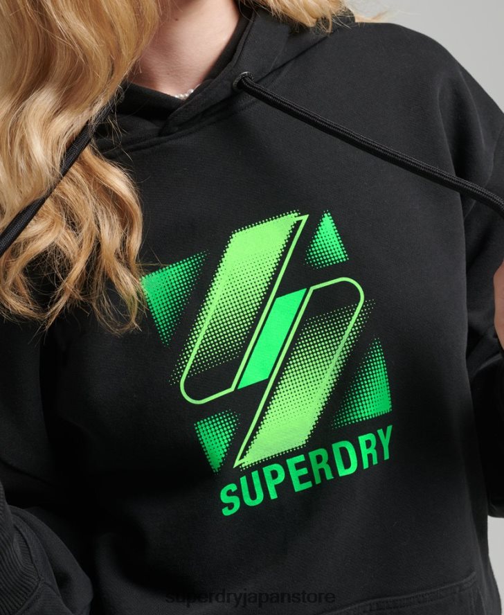 ハーフトーン s ロゴ オーバーサイズ パーカー 女性 Superdry 衣類 黒 2J62PZ5923