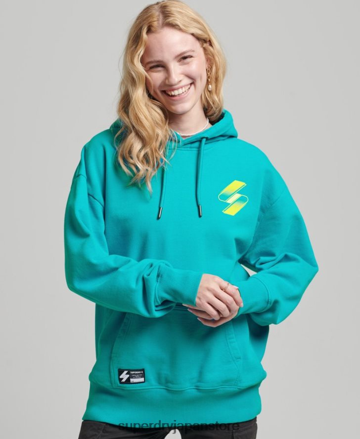 ハーフトーン s ロゴ オーバーサイズ パーカー 女性 Superdry 衣類 青 2J62PZ5933
