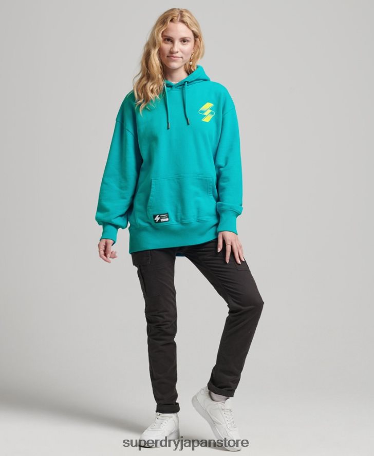 ハーフトーン s ロゴ オーバーサイズ パーカー 女性 Superdry 衣類 青 2J62PZ5933