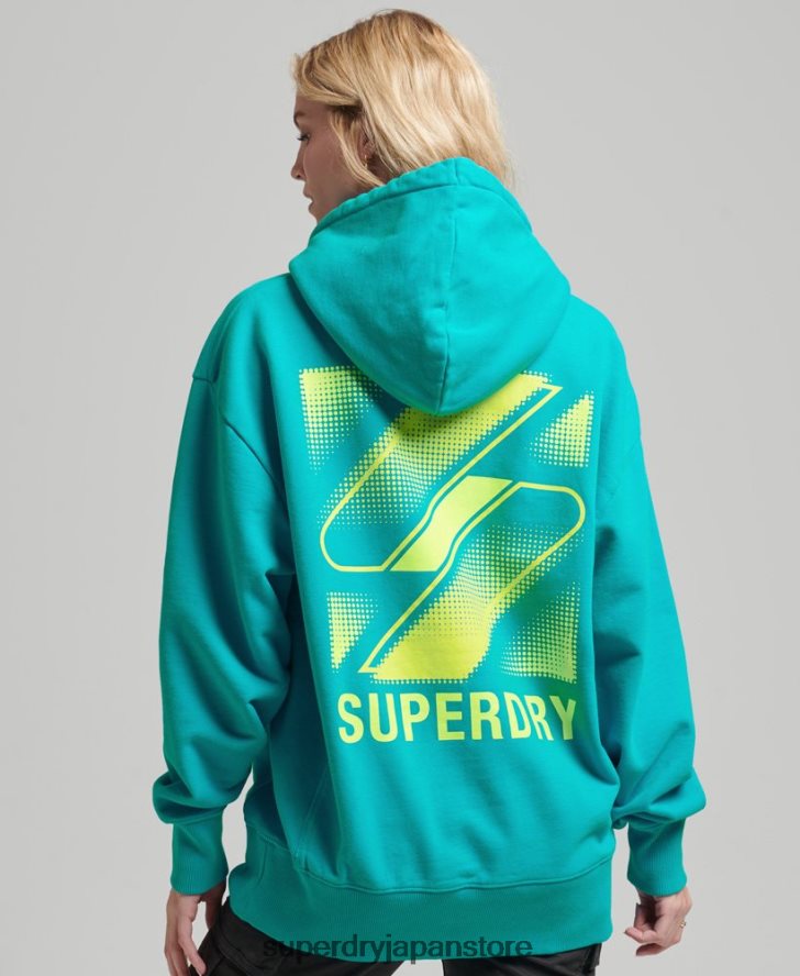 ハーフトーン s ロゴ オーバーサイズ パーカー 女性 Superdry 衣類 青 2J62PZ5933