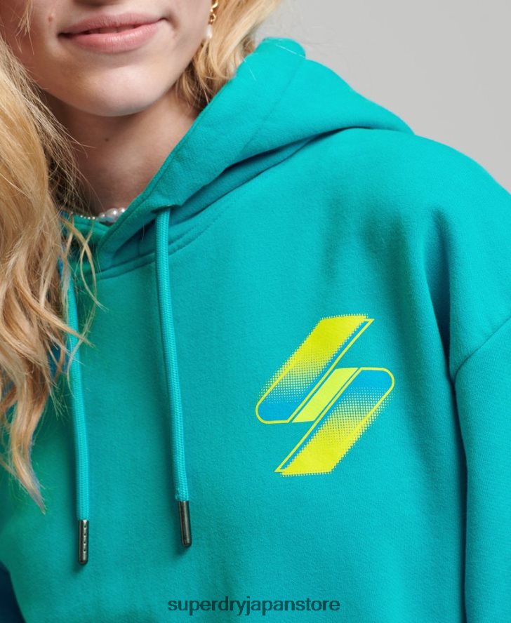 ハーフトーン s ロゴ オーバーサイズ パーカー 女性 Superdry 衣類 青 2J62PZ5933