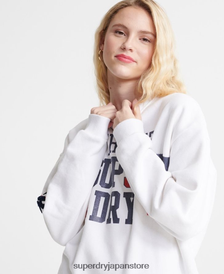 sdqb オーソリティ クルーネック スウェットシャツ 女性 Superdry 衣類 白 2J62PZ3510