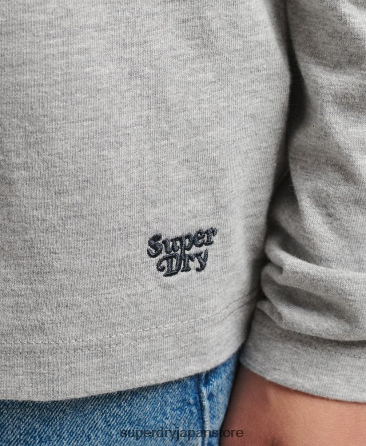 オーガニックコットン カリストライプ 2.0 長袖トップ 女性 Superdry 衣類 ライトグレー 2J62PZ6540