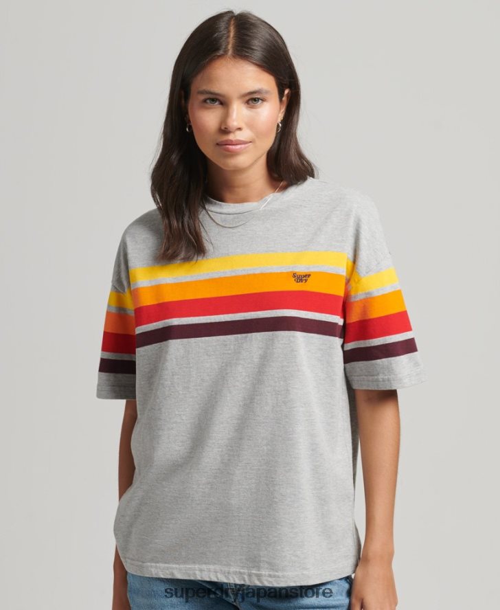 オーガニックコットン カリストライプ 2.0 Tシャツ 女性 Superdry 衣類 ライトグレー 2J62PZ6220