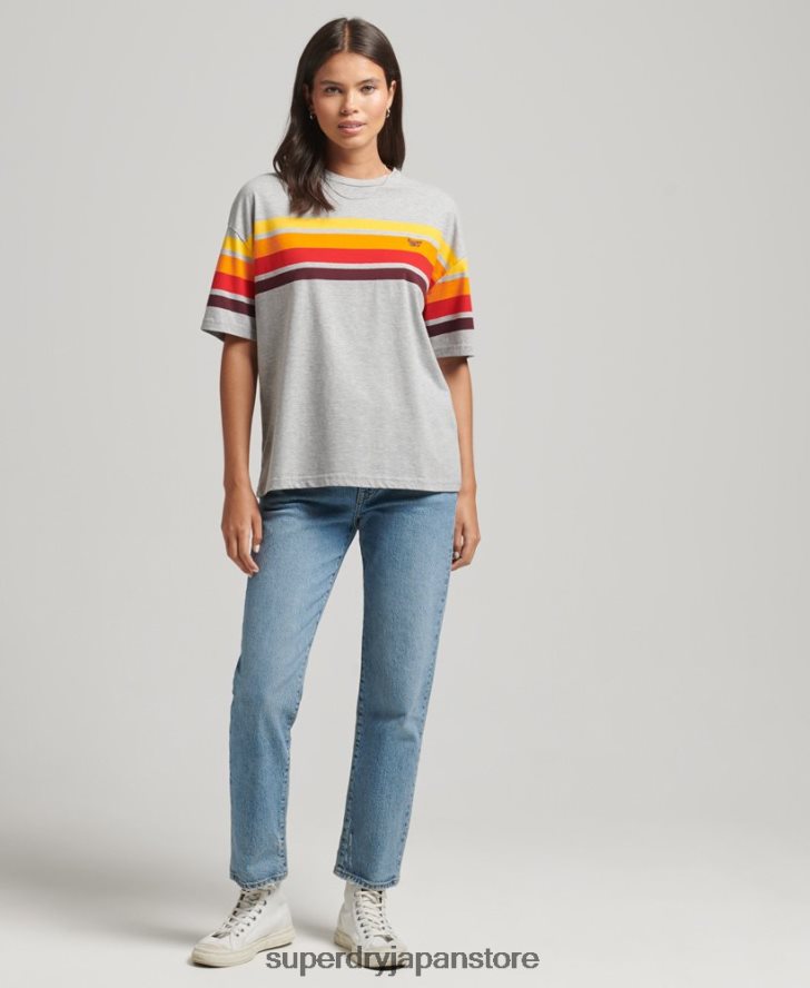 オーガニックコットン カリストライプ 2.0 Tシャツ 女性 Superdry 衣類 ライトグレー 2J62PZ6220